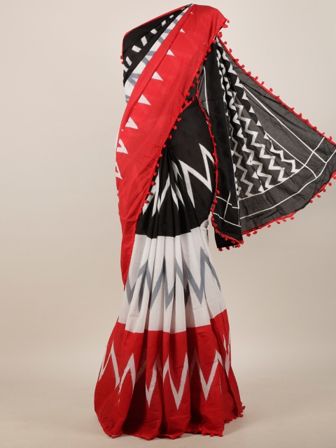 

Pothys Red & Black Geometric Printed Saree