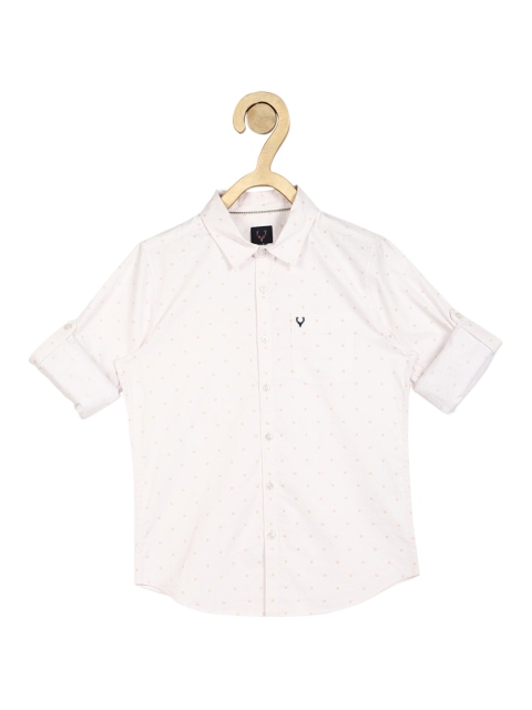 

Allen Solly Junior Boys White & Beige Slim Fit Printed Pure Cotton Casual Shirt