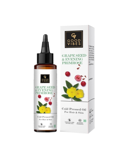 

Good Vibes Unisex Grape Seed & Evening Primrose Cold Pressed Oil For Hair & Skin - 100 ml, White