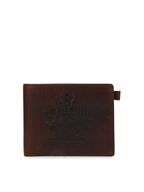 

Royal Enfield Men Brown Textured Leather Two Fold Wallet