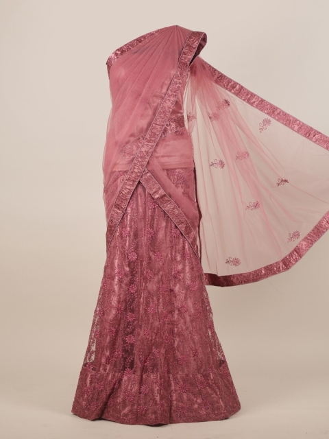

Pothys Magenta Paisley Net Half Saree