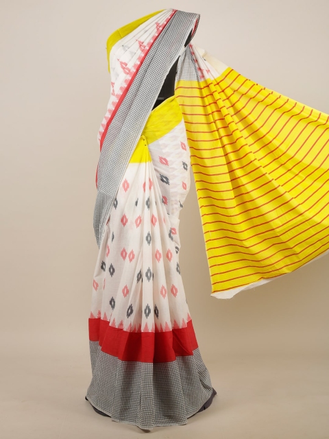 

Pothys Off White & Red Geometric Printed Saree