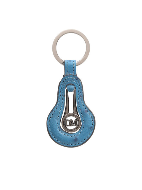 

Da Milano Unisex Blue & Silver-Toned Textured Genuine Leather Keychain