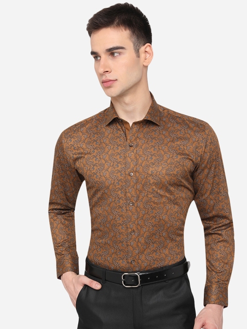 

Greenfibre Men Brown Pure Cotton Slim Fit Printed Formal Shirt