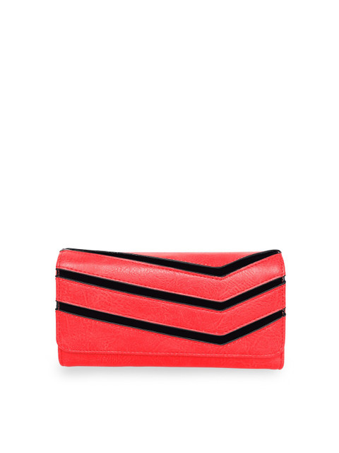 

GIO COLLECTION Women Red & Black Striped PU Envelope