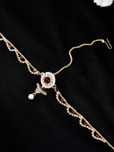 

Silvermerc Designs Gold-Plated Stone-Studded Handcrafted Borla Maatha Patti