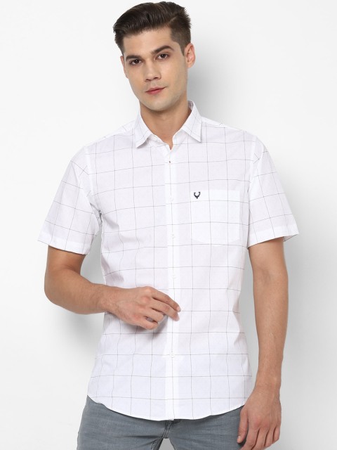 

Allen Solly Men White & Black Slim Fit Windowpane Checks Casual Shirt
