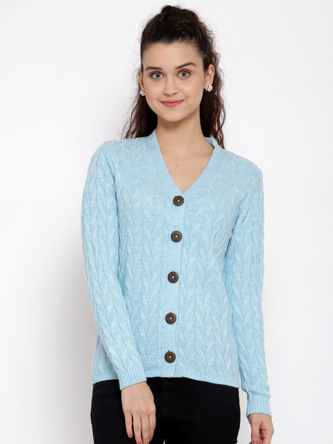 

Kalt Women Blue Cable Knit Cardigan