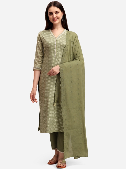 

Seerat Women Green Printed Pure Cotton Kurta with Trousers & Dupatta