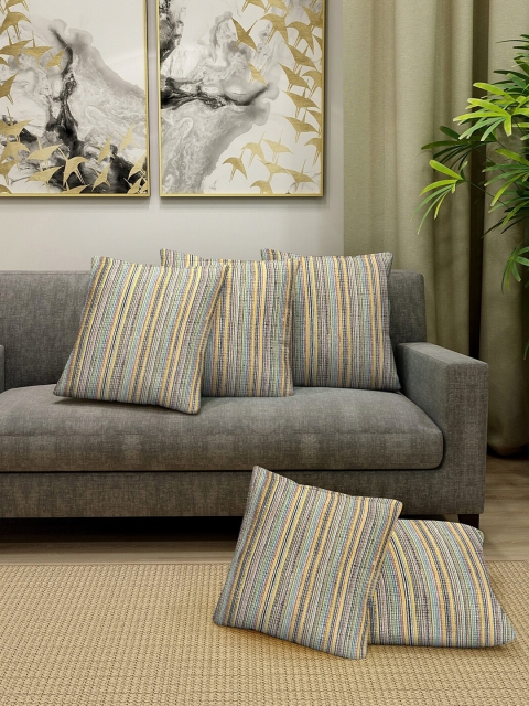 

KLOTTHE Yellow & Green Set of 5 Square Cushion Covers
