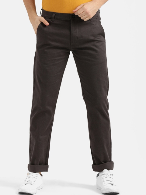 

V2 Value & Variety Men Charcoal Grey Pure Cotton Chinos Trousers