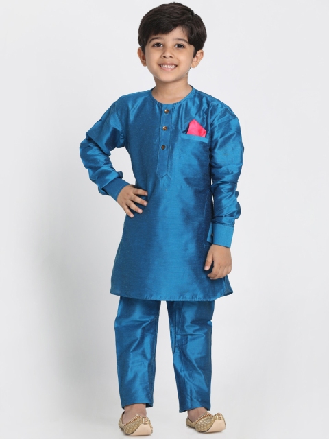 

JBN Creation Boys Turquoise Blue Layered Kurti with Trousers