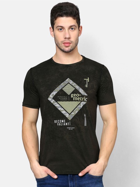 

V2 Value & Variety Men Green Printed Round Neck T-shirt