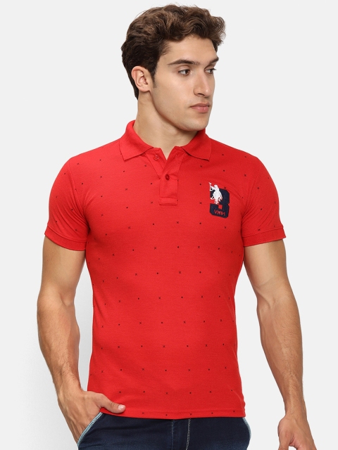 

V2 Value & Variety Men Red Polo Collar Printed T-shirt