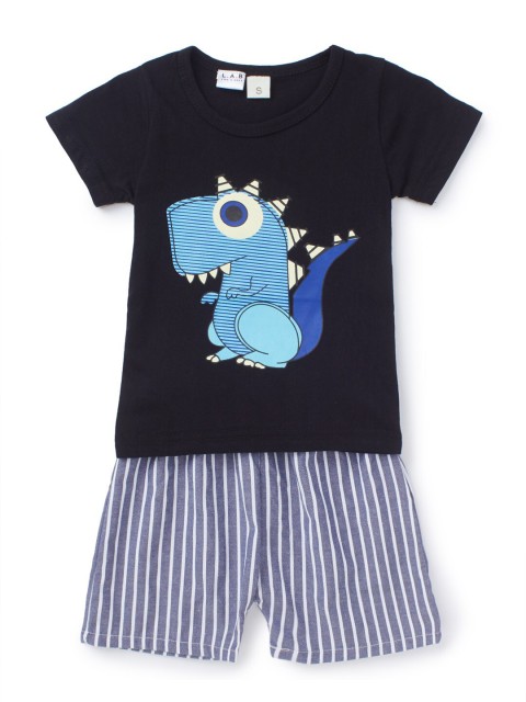

Like A Boss Boys Black & Blue Printed T-shirt with Shorts