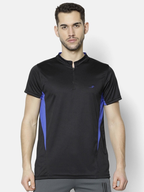 

V2 Value & Variety Men Black Colourblock Mandarin collar Sports T-shirt