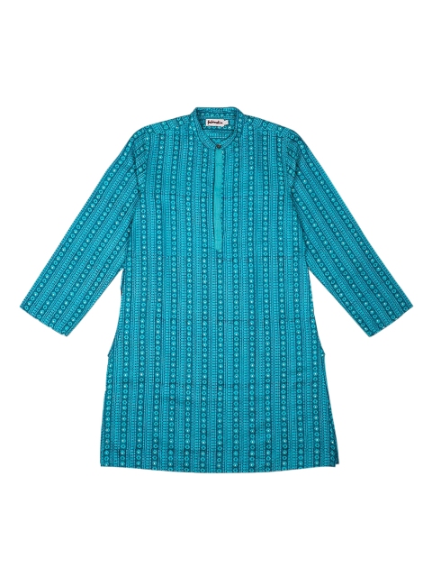 

Fabindia Boys Teal Blue Striped Kurta
