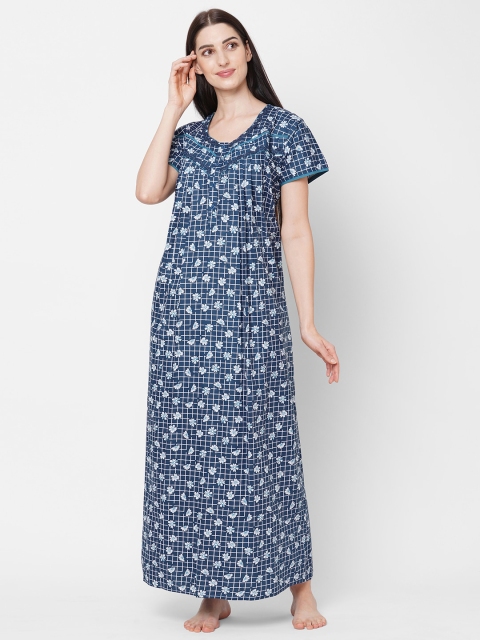 

Sweet Dreams Navy Blue Printed Maxi Nightdress