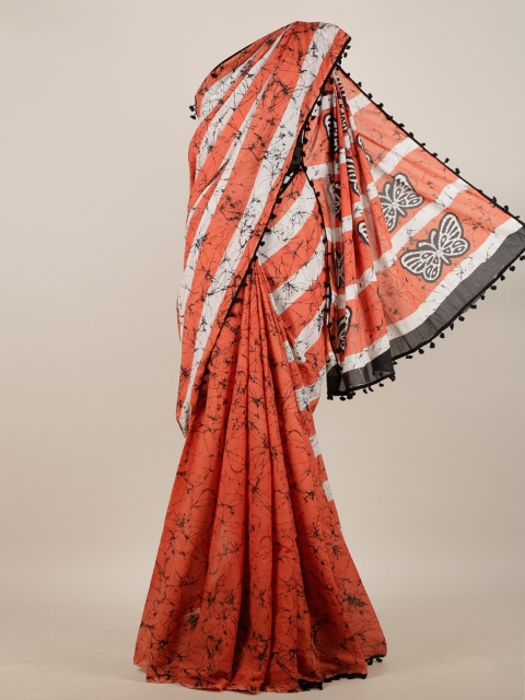 

Pothys Rust & Black Printed Saree