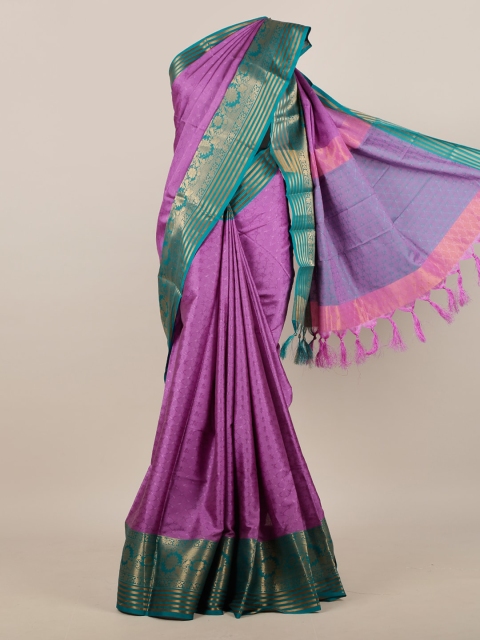 

Pothys Lavender & Blue Ethnic Motifs Cotton Blend Saree