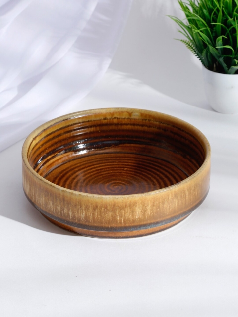 

Fabindia Brown 1 Piece Ceramic Glossy Jaksh Glazed Serving Bowl