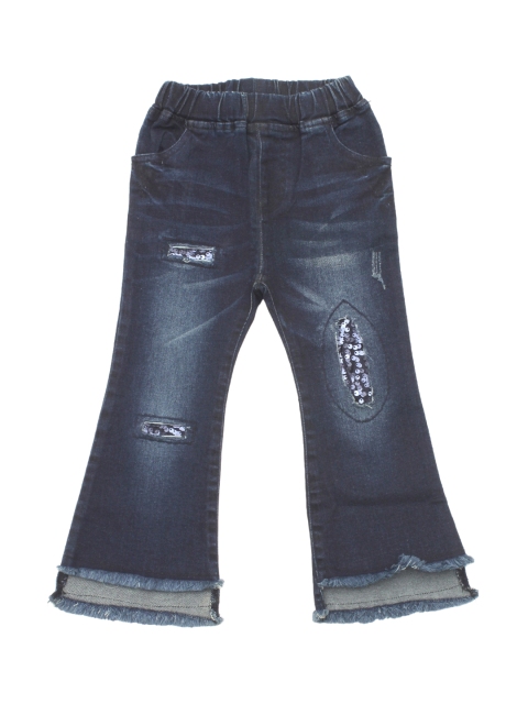 

Lil Lollipop Girls Blue Pure Cotton Bootcut Mildly Distressed Light Fade Jeans