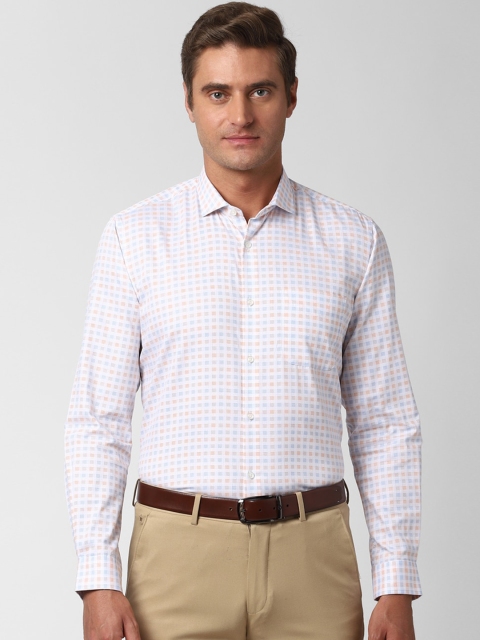 

Peter England Men White & Blue Checked Regular Fit Formal Shirt
