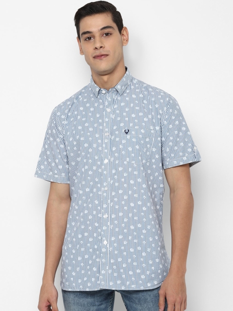 

Allen Solly Men Blue Pure Cotton Slim Fit Printed Casual Shirt