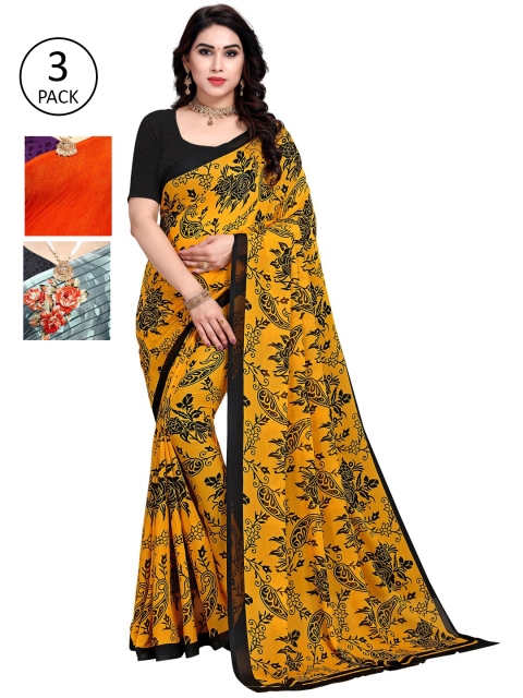 

KALINI Pack of 3 Printed Sarees, Multi