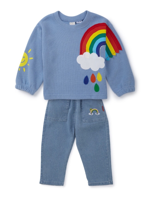 

Like A Boss Kids Blue & Red Printed T-shirt with Trousers