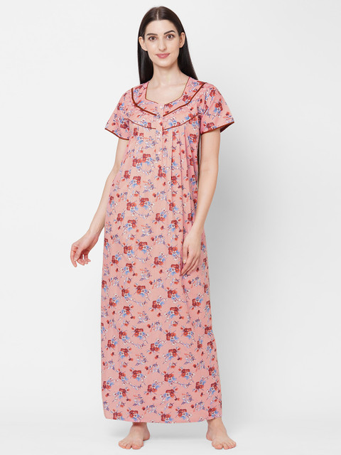 

Sweet Dreams Peach-Coloured Printed Maxi Nightdress