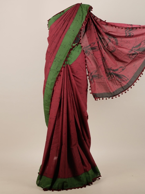 

Pothys Magenta & Green Printed Saree