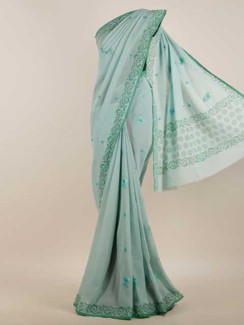

Pothys Sea Green Floral Printed Saree