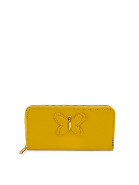 

ToniQ Women Gold-Toned Solid Bow Detail PU Zip Around Wallet