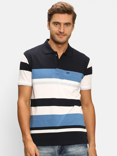 

V2 Value & Variety Men Multi Coloured Striped Polo Regular T-shirt, White