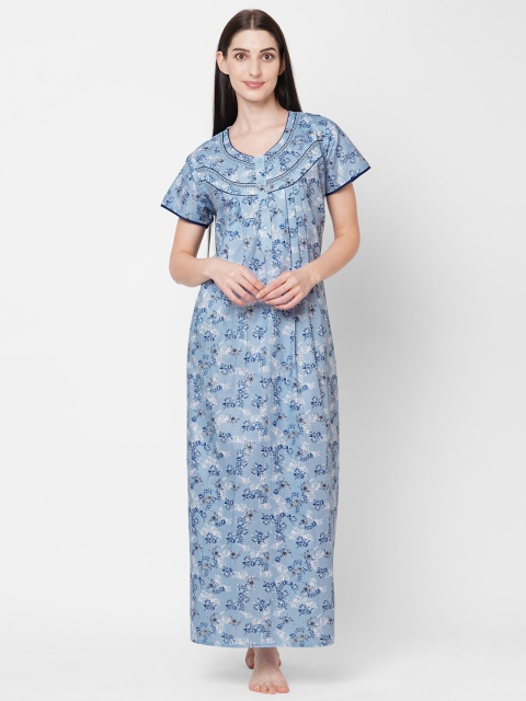

Sweet Dreams Blue Printed Maxi Nightdress