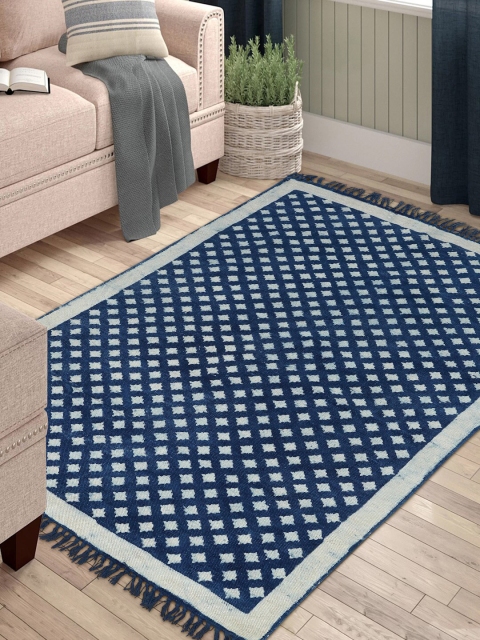 

Fabindia Blue & White Printed Cotton Dhurrie
