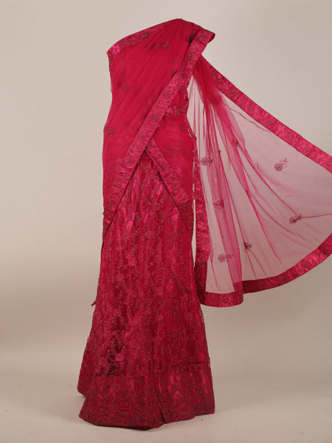 

Pothys Magenta Heavy Embrodered Net Half Saree