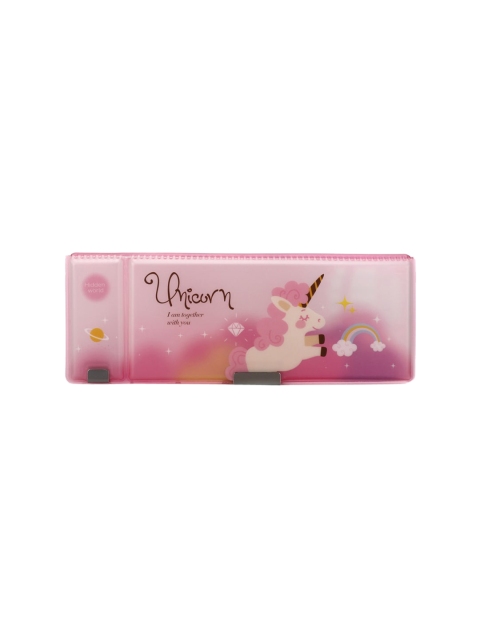

QIPS Girls Pink & White Printed Magnetic Pencil Case