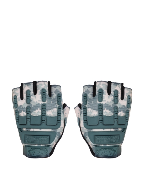 

FabSeasons Grey & Green Camouflage Printed Anti-Slip Half-Finger Gloves