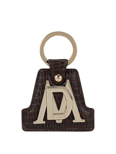 

Da Milano Unisex Brown & Silver-Toned Textured Genuine Leather Keychain