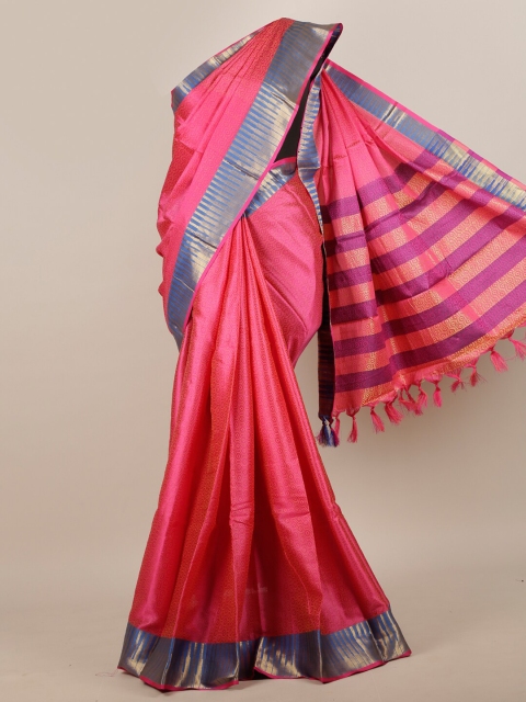 

Pothys Pink & Blue Geometric Printed Saree