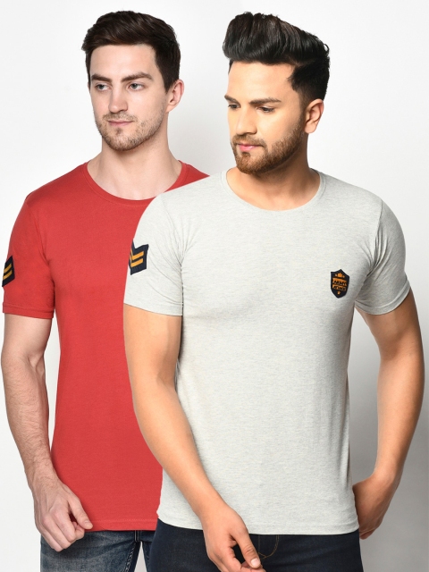 

ELEGANCE Men Set Of 2 Applique T-shirt, Red