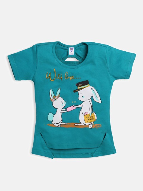 

Nottie Planet Girls Teal Printed T-shirt