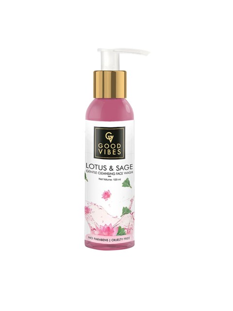 Good Vibes Unisex Gentle Cleansing Face Wash with Lotus & Sage 120 ml, Pink