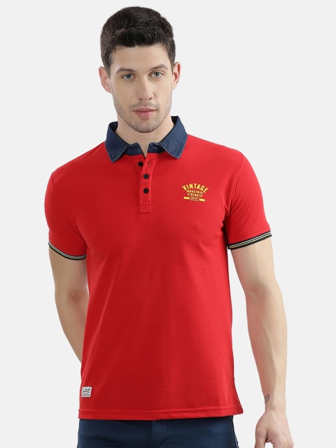 

V2 Value & Variety Men Red Polo Collar T-shirt