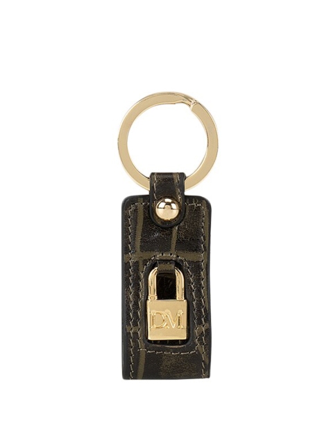 

Da Milano Olive-Green & Gold-Toned Textured Genuine Leather Key Chain