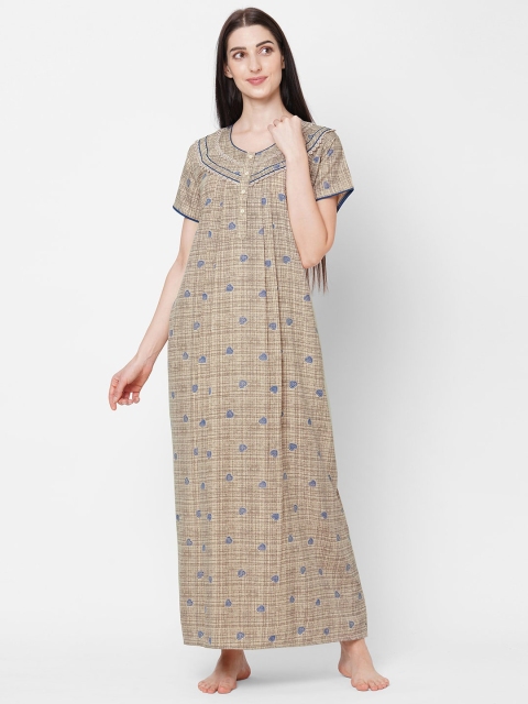 

Sweet Dreams Khaki Printed Maxi Nightdress