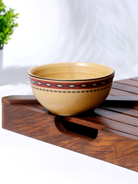 

Fabindia Beige Printed Rega Decal Ceramic Bowl 200ml
