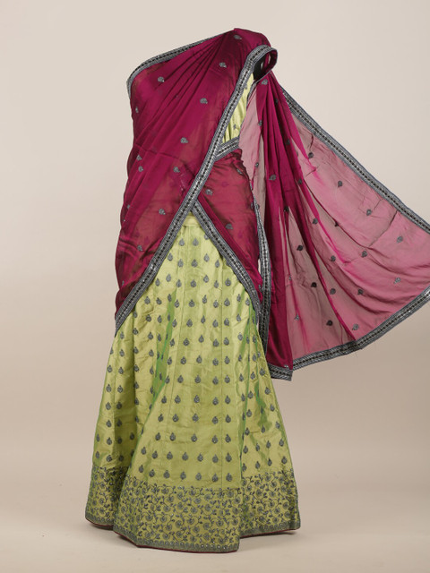 

Pothys Magenta & Green Ethnic Motifs Half Saree